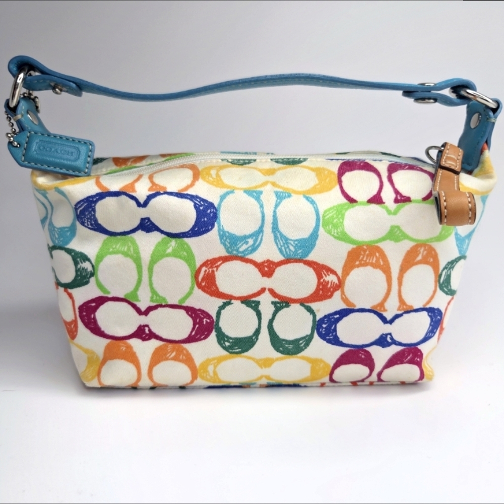 Coach Y2K Signature Scribble Rainbow Monogram Mini Pouch Top Handle Bag Vintage